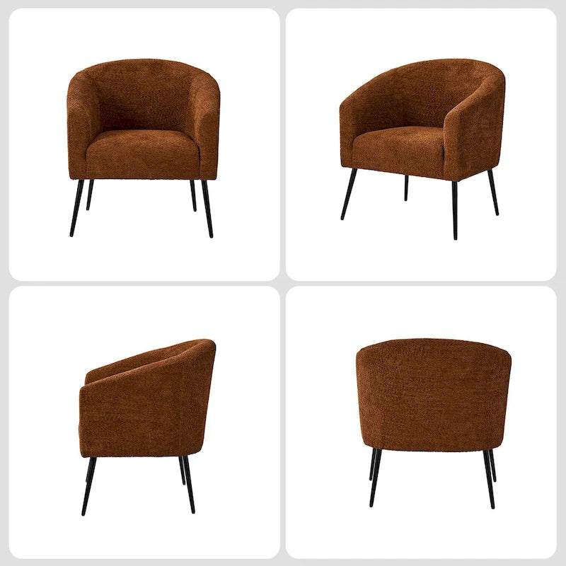 Fauteuils modernes en bouclette (avec pieds en métal) — Lot de 2