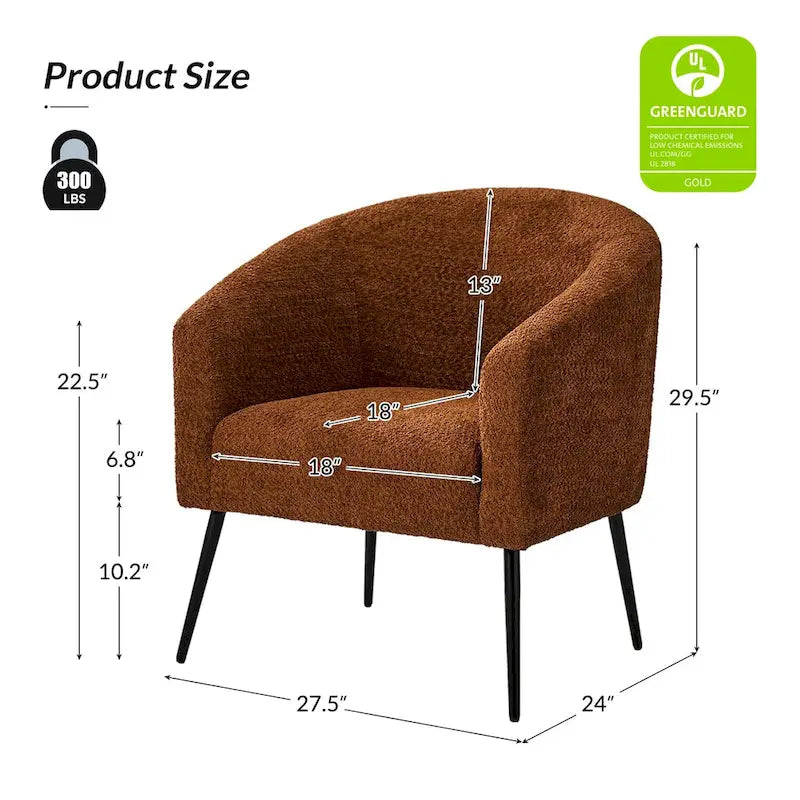 Fauteuils modernes en bouclette (avec pieds en métal) — Lot de 2