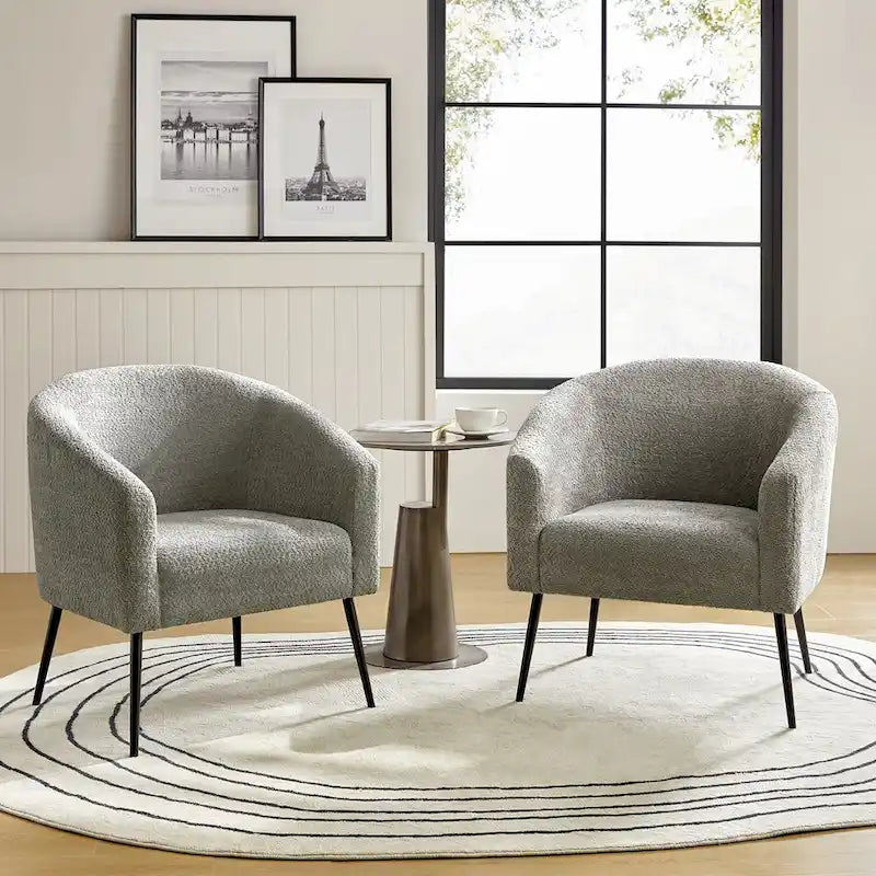 Fauteuils modernes en bouclette (avec pieds en métal) — Lot de 2