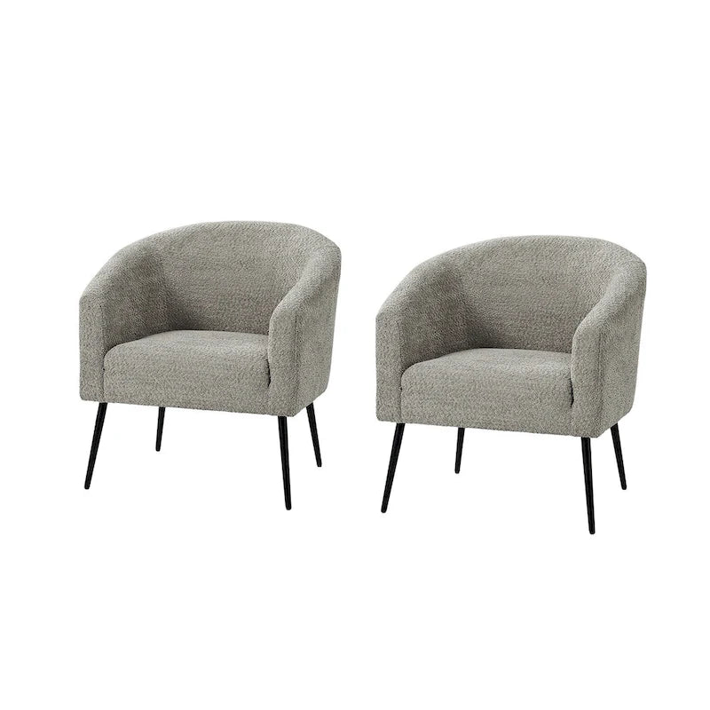 Fauteuils modernes en bouclette (avec pieds en métal) — Lot de 2