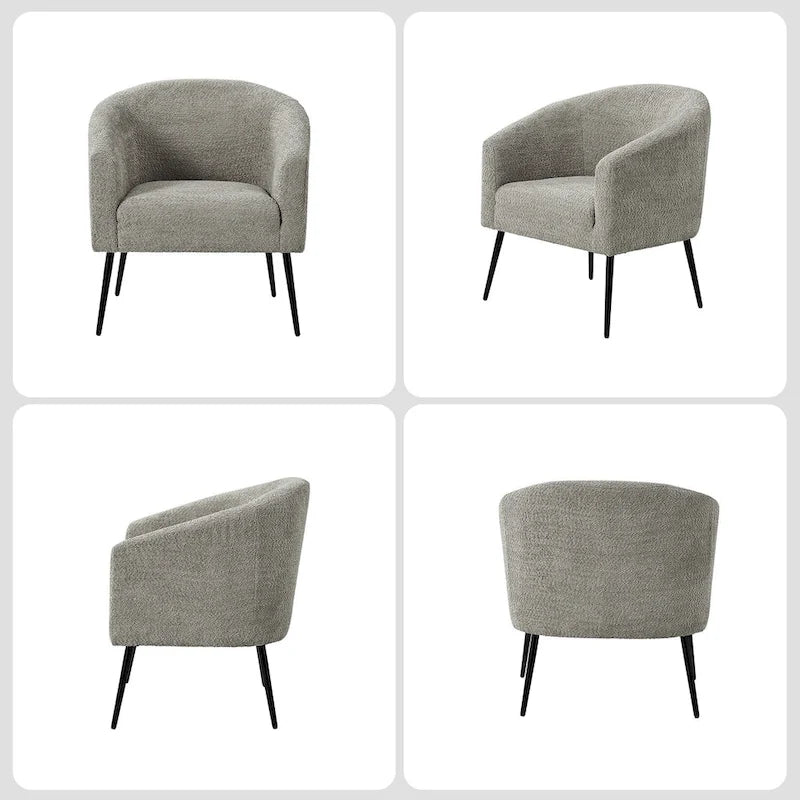 Fauteuils modernes en bouclette (avec pieds en métal) — Lot de 2