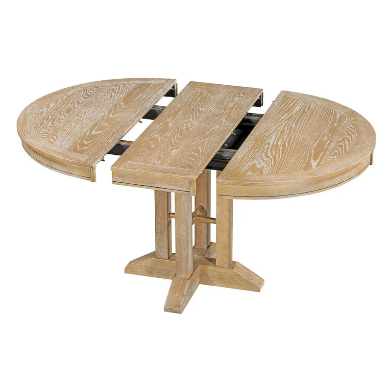 Table de salle à manger ronde extensible de style campagnard