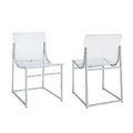 Lot de 2 chaises de salle à manger en acrylique transparent et chrome