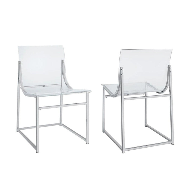 Lot de 2 chaises de salle à manger en acrylique transparent et chrome