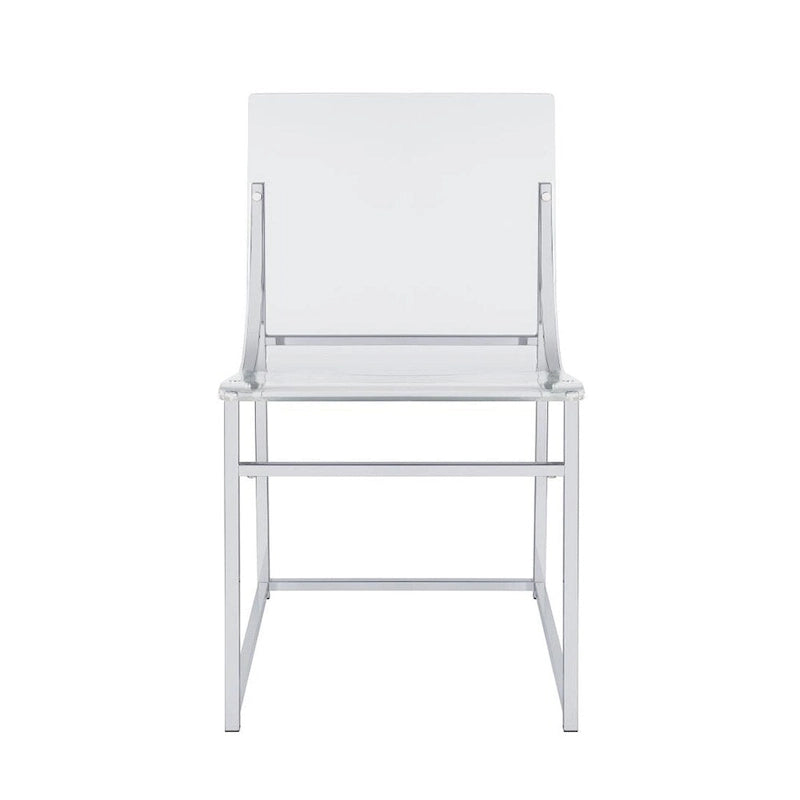 Lot de 2 chaises de salle à manger en acrylique transparent et chrome