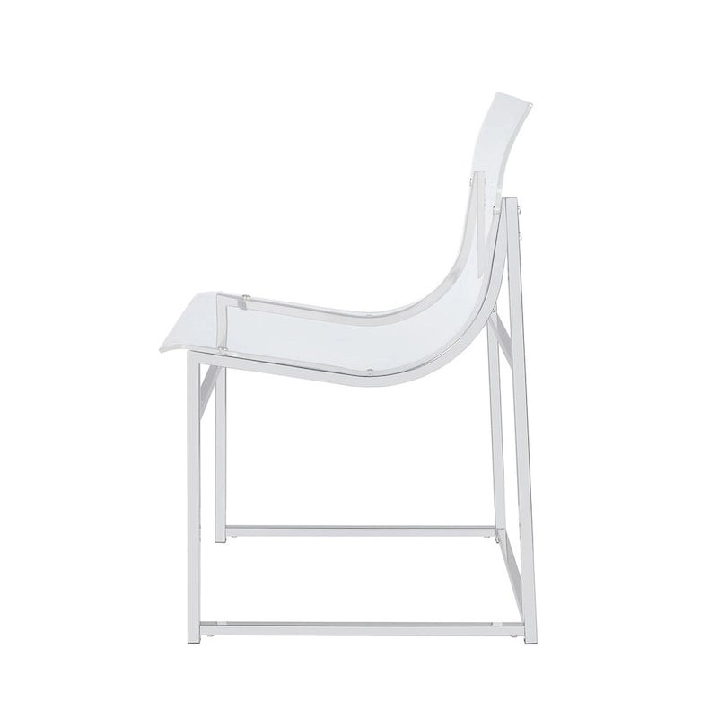 Lot de 2 chaises de salle à manger en acrylique transparent et chrome