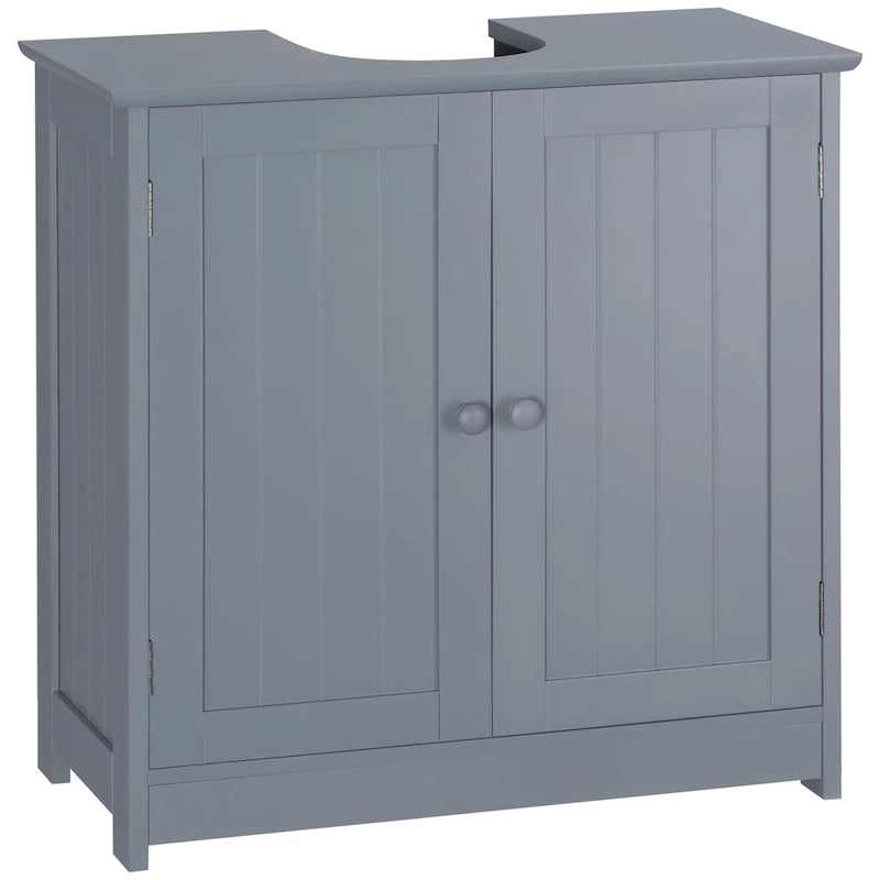 Meuble sous-lavabo de salle de bain avec 2 portes et étagère, Meuble-lavabo de salle de bain pour lavabo sur colonne