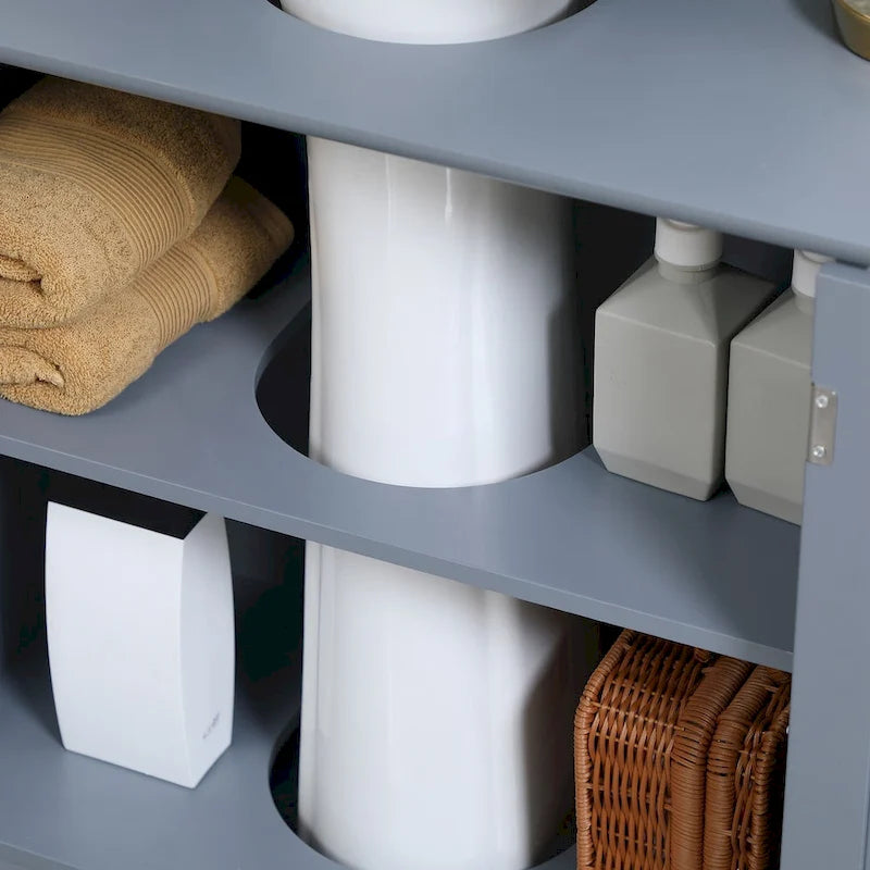 Meuble sous-lavabo de salle de bain avec 2 portes et étagère, Meuble-lavabo de salle de bain pour lavabo sur colonne