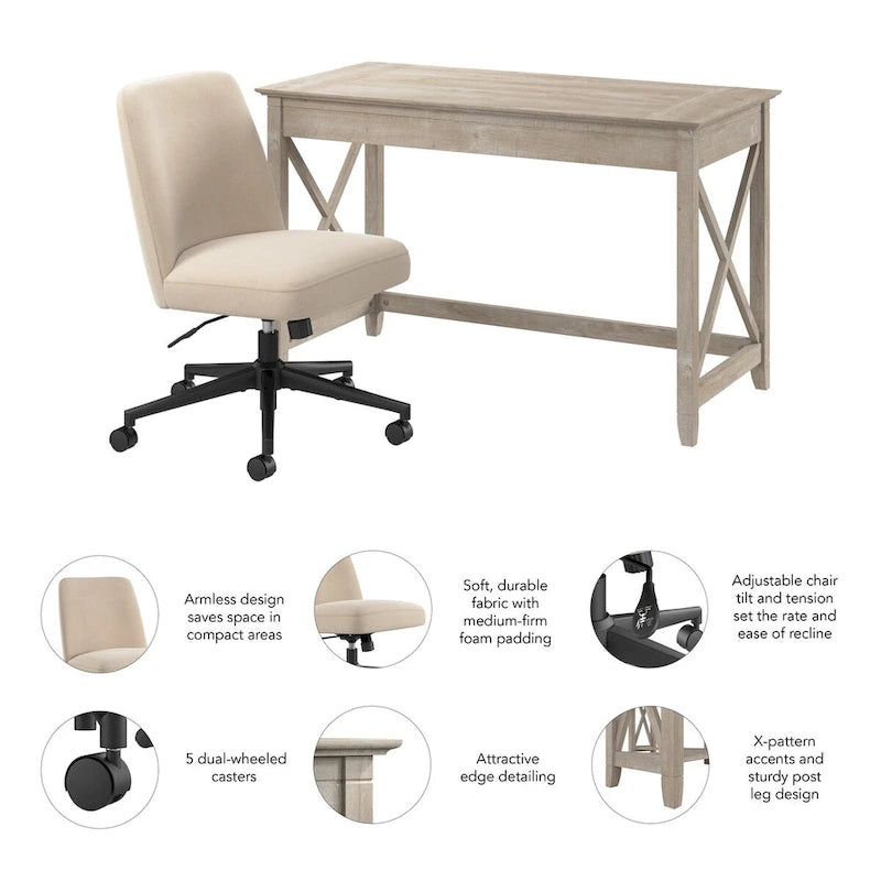 Ensemble bureau et chaise de 122 cm de large x 61 cm de profondeur