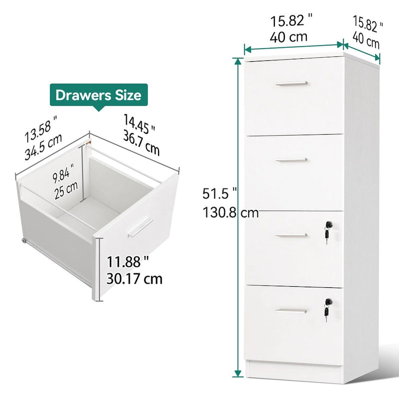 Meuble de classement vertical à 4 tiroirs de 51 H, verrouillable, pour bureau à domicile